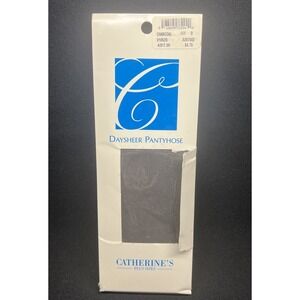 Catherines Day Sheer Ribbed Panty Pantyhose Charcoal Gray Size D NEW NOS
